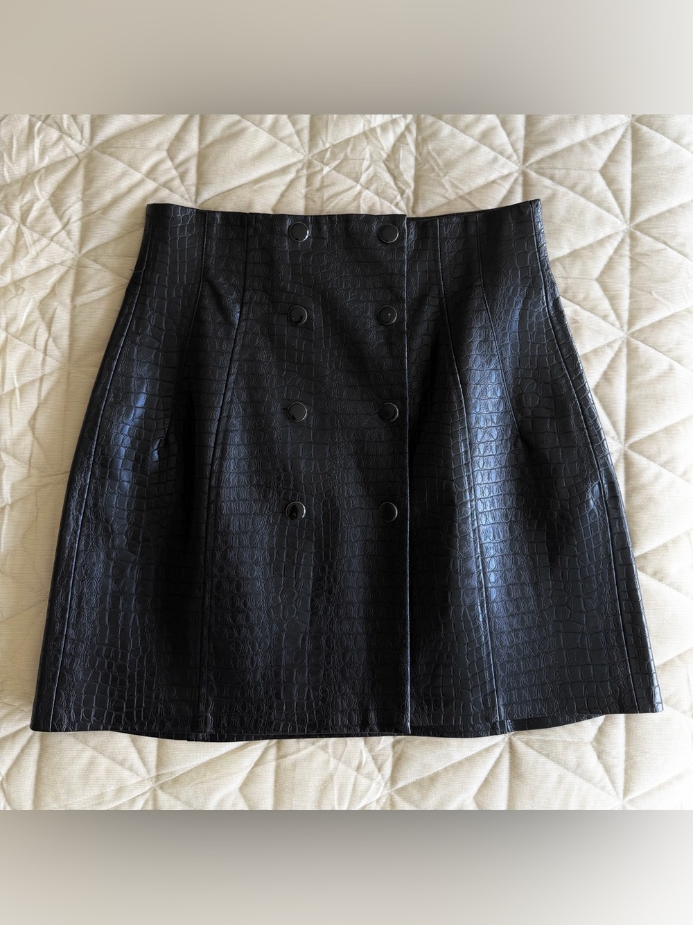 Zara Black Faux Double-Breasted Mini Skirt - Picture 3 of 7